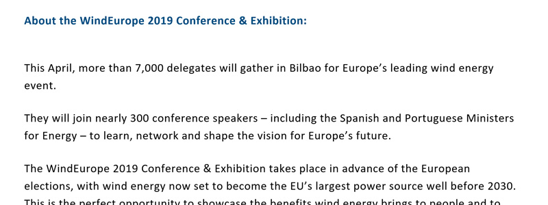 WindEurope 2019 Bilbao text