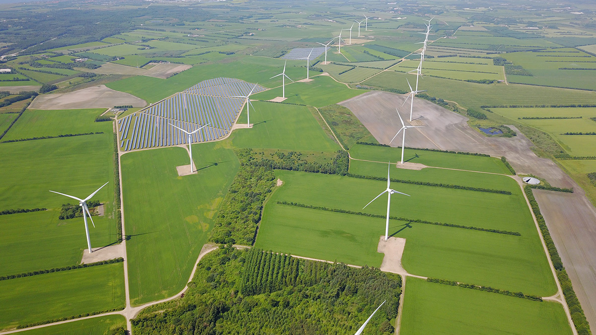 Wind farm green fields