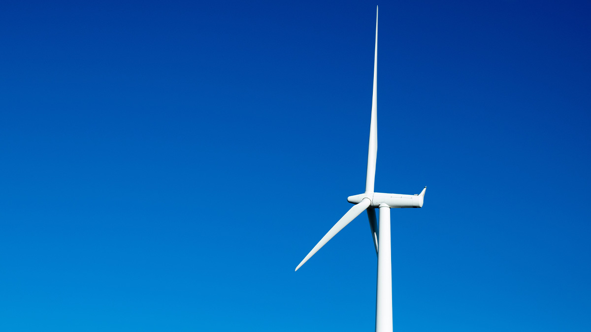 wind turbine in blue sky