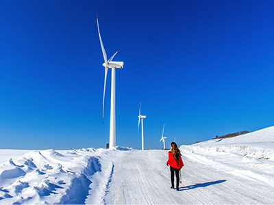 Wind turbines freezing in winter