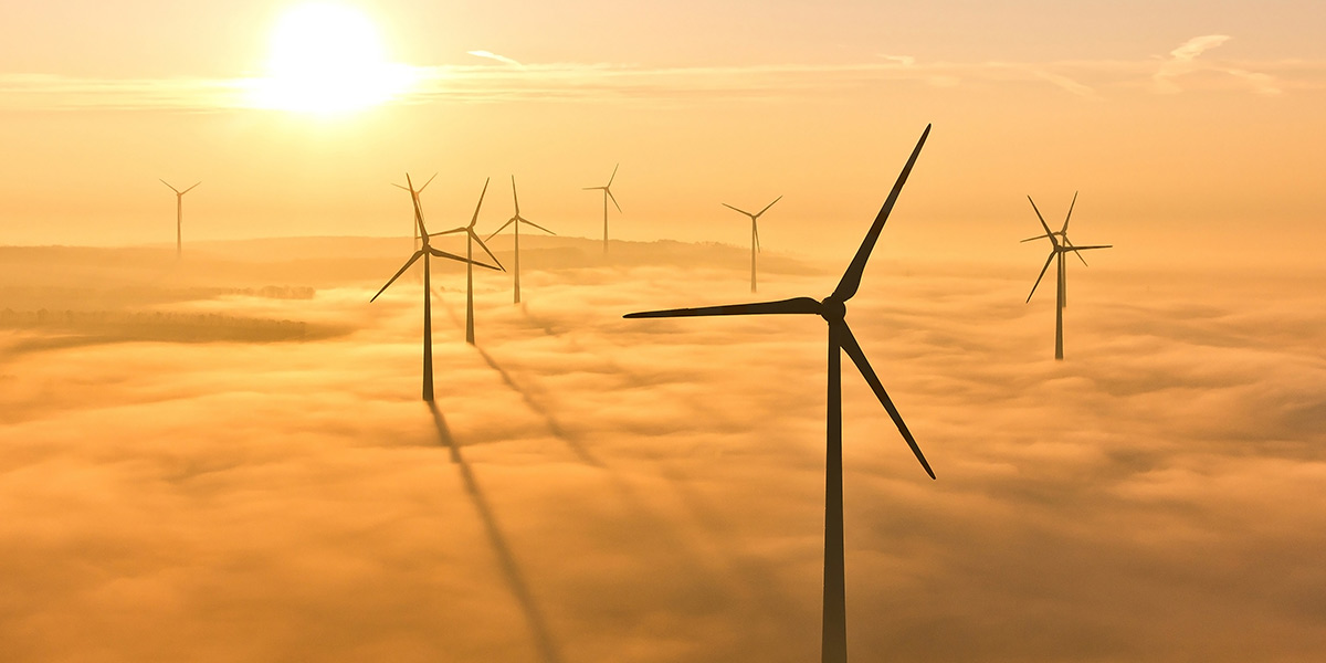 Wind farm sunset