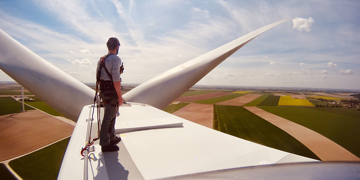 worker on wind turbine